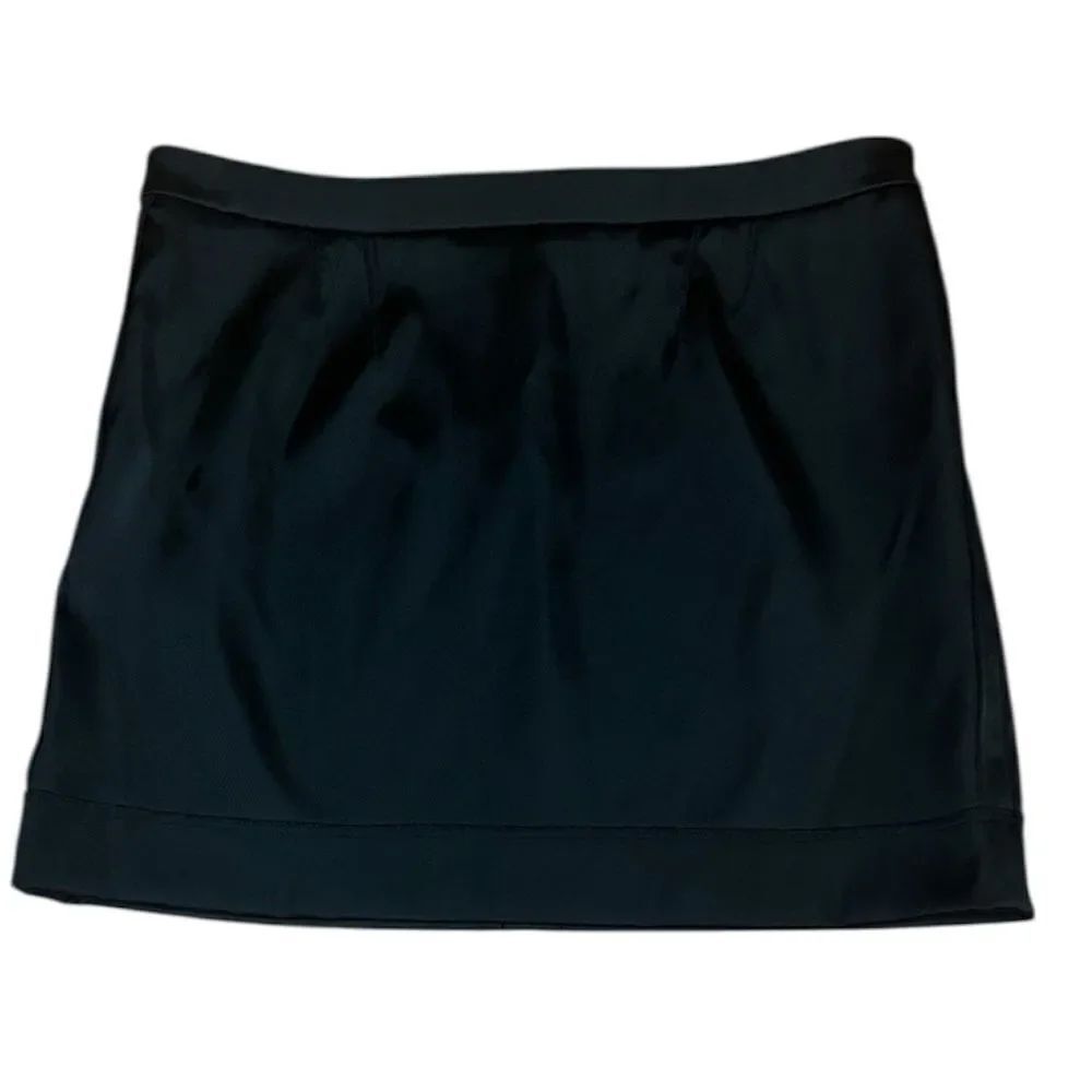 Juicy Couture Black Satin Mini Skirt, exposed seams, zipper, 10 - Picture 1 of 10